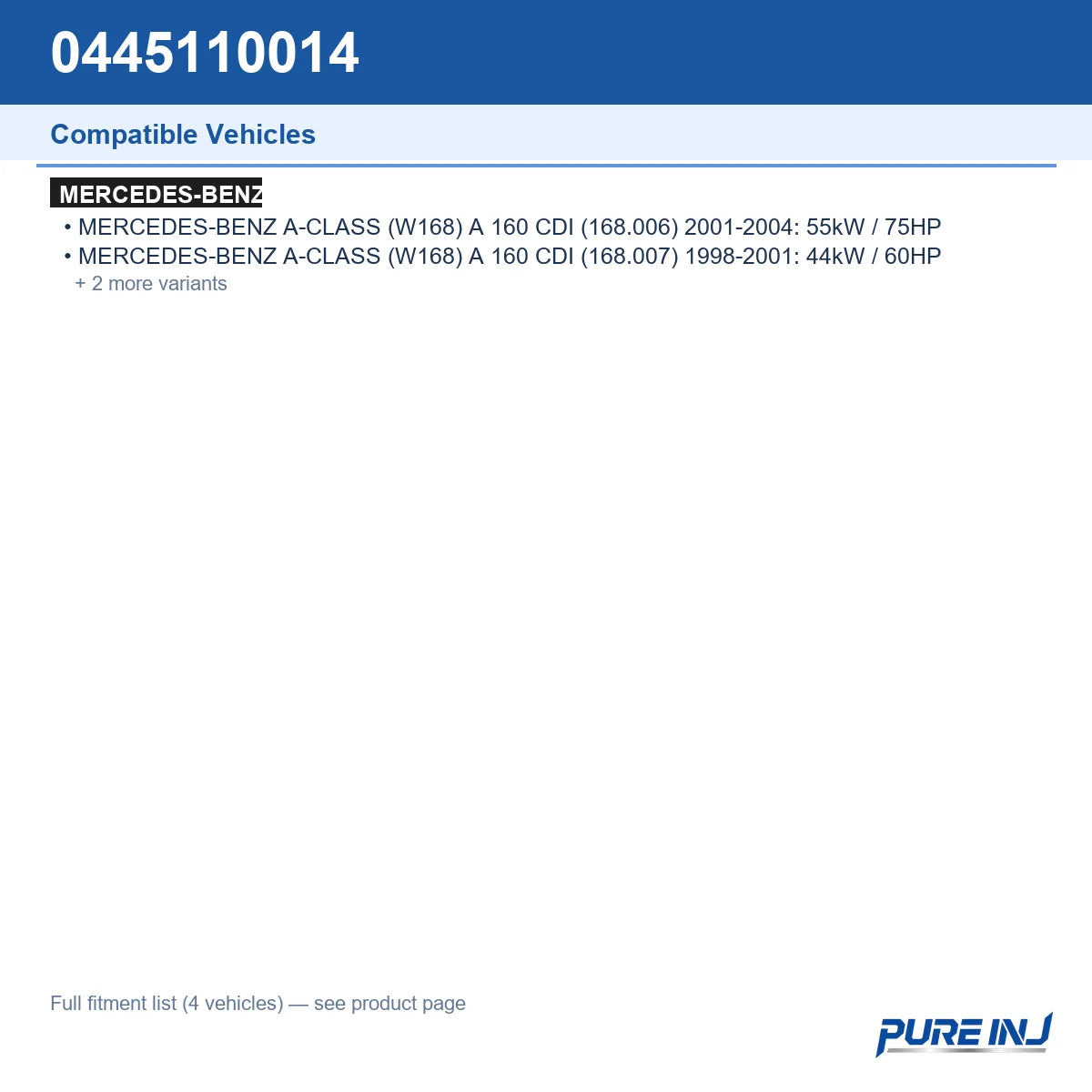 0445110014 vehicle fitment reference guide
