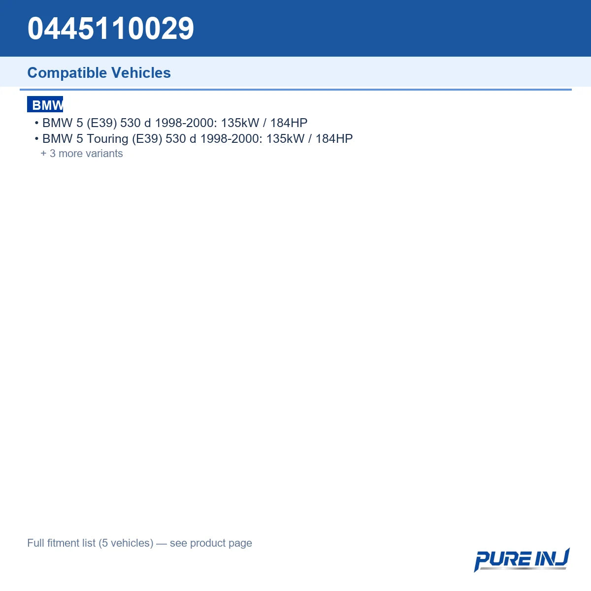 0445110029 vehicle fitment reference guide